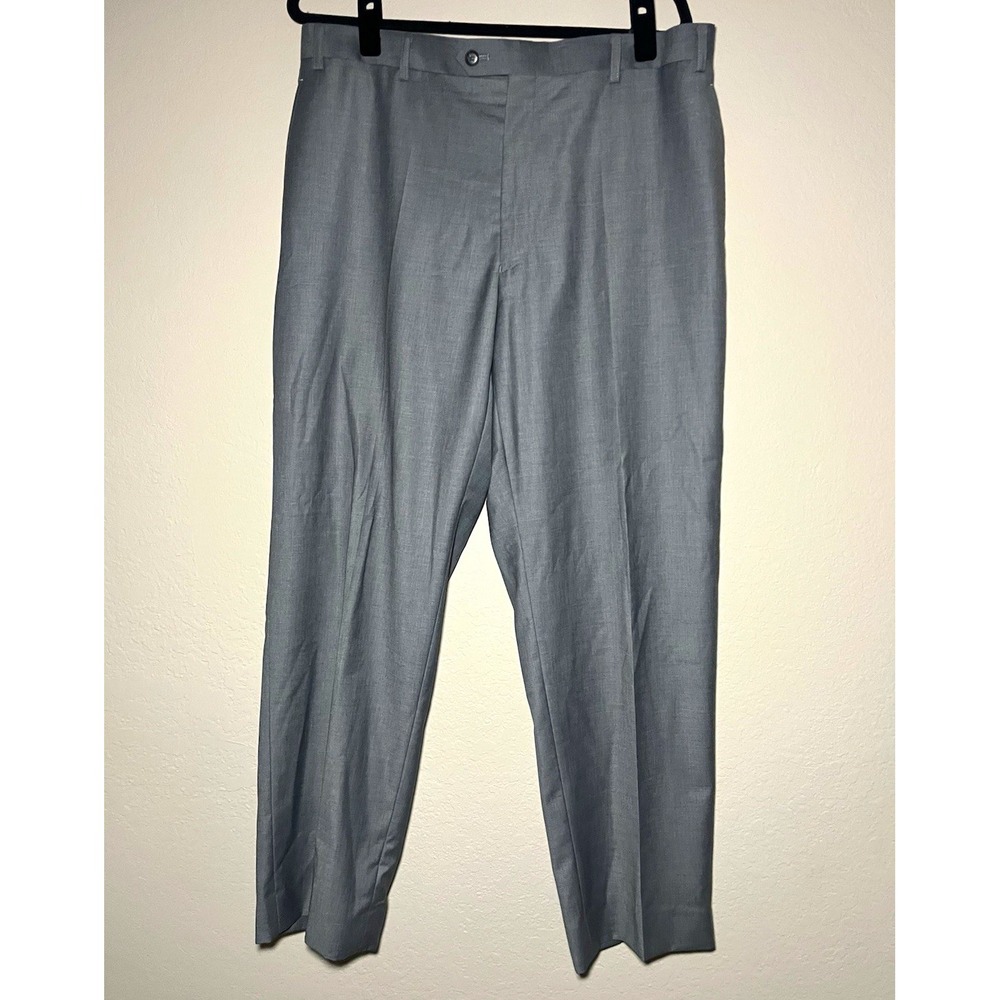 Ralph Lauren Men's Gray Dress Pants Flat Front Straight Leg Twill Pockets 36